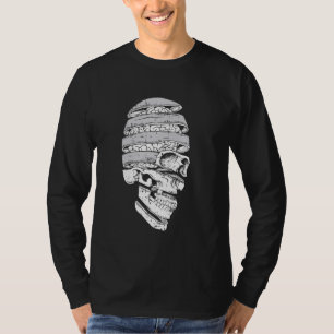 Camiseta Skull Brain Halloween Spooky Skeleton Bones Gótico