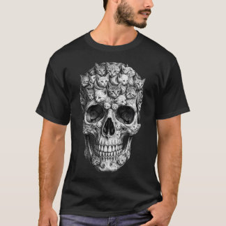 Camiseta Skull But It's Cats Kitty Skeleton Halloween Cat
