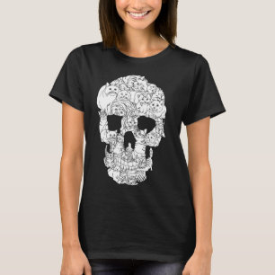 Camiseta Skull Cat Kitty Skeleton Halloween Punk de Gótico 