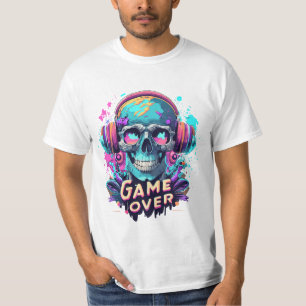 Camiseta Skull Con Auriculares Gamer Estilo Personalizado D