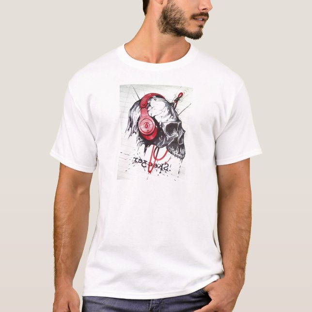 Camiseta Skull con diseño de audífonos (Anverso)