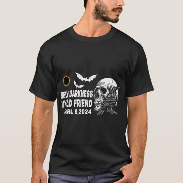 Camiseta Skull Crow Hello Darkness My Old Friar Ecli (Anverso)