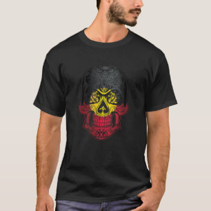 Camiseta Skull De Aborigen Y Bandera De Rosas