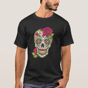 Camiseta Skull De Azúcar Rosa Dia De Los Muertos Mexicano H