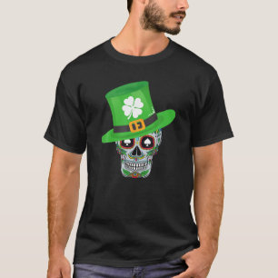 Camiseta Skull de azúcar Saint Patricks Día Shamrock Gorra