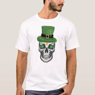 Camiseta Skull De Azúcar St Patrick Day Leprechaun Shamrock