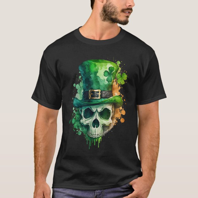 Camiseta Skull De Azúcar St Patricks Day Flaull Irlandés Le (Anverso)