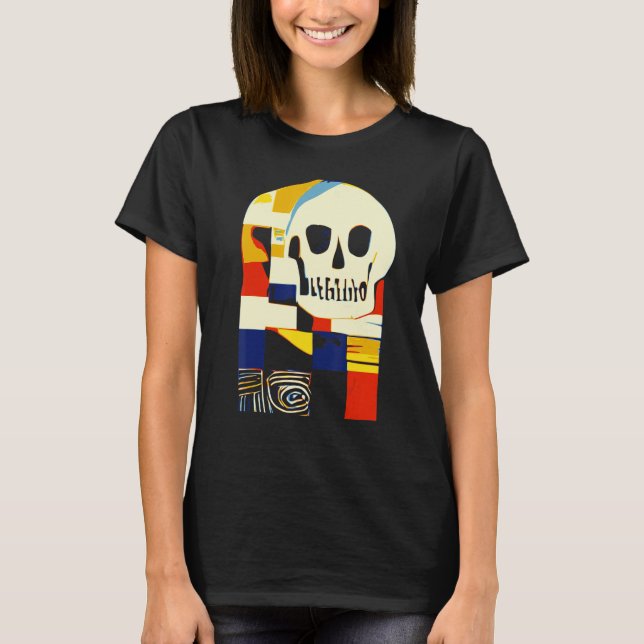Camiseta Skull De Patchwork Creativo Resumen De Formas Artí (Anverso)