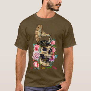 Camiseta Skull Dead Inside But Music Helps Funny Skeleton M