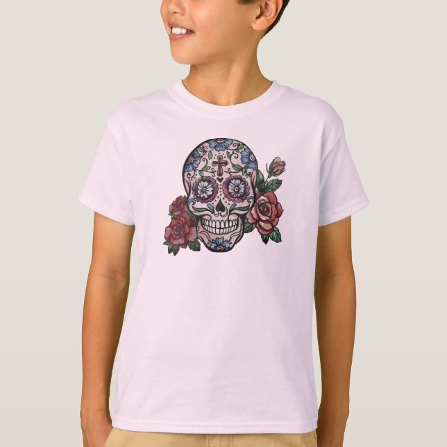 Camiseta Skull Dia de los Muertos dibujado a mano | Sleeve  (Anverso)