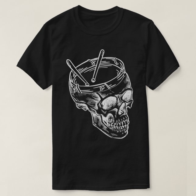 Camiseta Skull Drummer Drums Drumming Drumset Snare Musicia (Diseño del anverso)