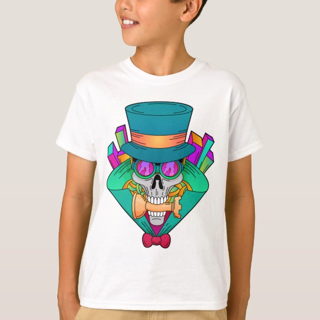 Camiseta Skull en ajedrez con pieza de ajedrez Rook (Anverso)