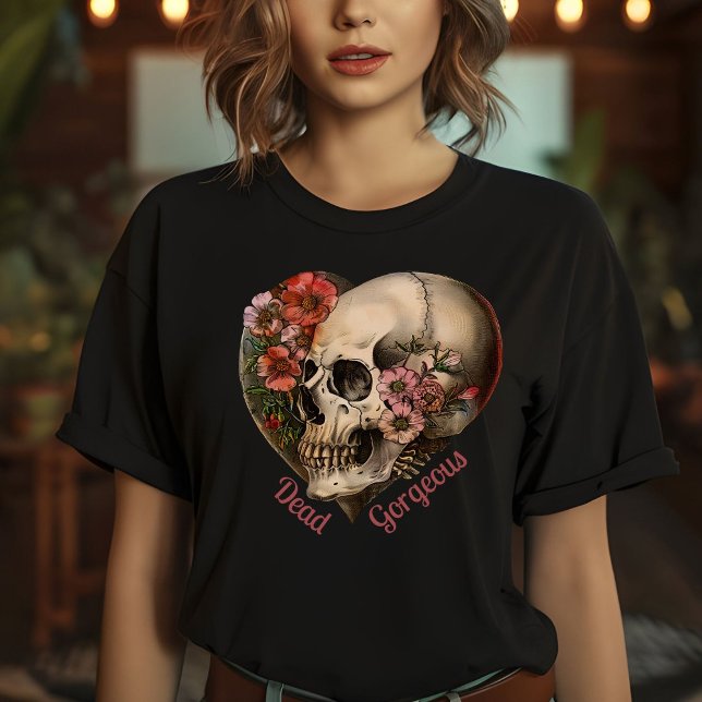 Camiseta Skull Floral Heart Design (Subido por el creador)