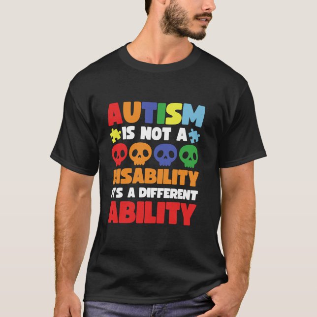 Camiseta Skull Funny Autism Awareness Para Mamá Papá Niños  (Anverso)