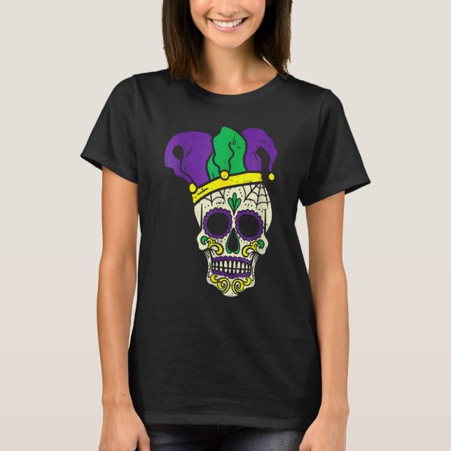 Camiseta Skull Funny Mardi Gras New Orleans Carnival Men Bo (Anverso)