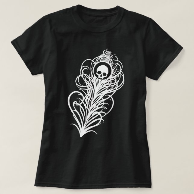 Camiseta Skull Gothic Peacock Feather (Diseño del anverso)
