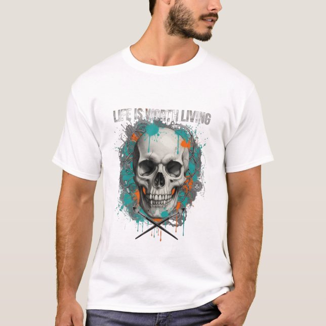 Camiseta Skull Graphic T Shirt – Modern Skull Design (Anverso)