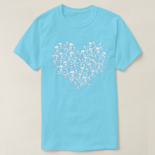 Camiseta Skull Heart Blue Outline