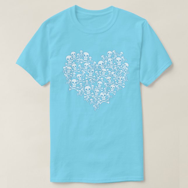 Camiseta Skull Heart Blue Outline (Diseño del anverso)