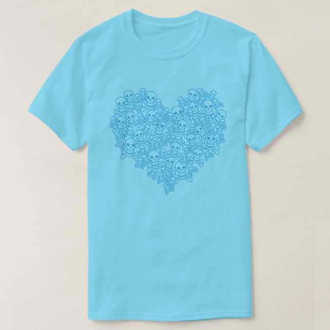 Camiseta Skull Heart Blue Outline (Diseño del anverso)