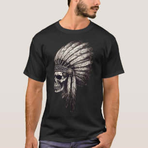 Camiseta Skull Indian Headdress Skull Jefe Indio