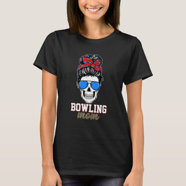 Camiseta Skull Leopard Bowling Mom Sport Mom Día de la Madr (Anverso)