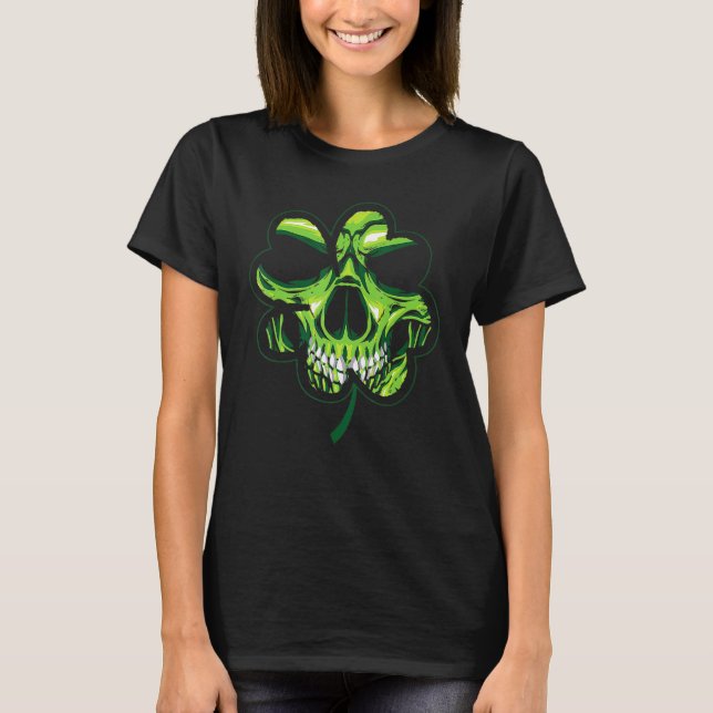 Camiseta Skull Leprechaun Gorra St Patricks Día De Shamr Mu (Anverso)