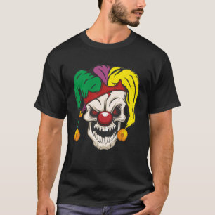 Camiseta Skull Mardi Gras Angry Clown Jester Carnaval Louis
