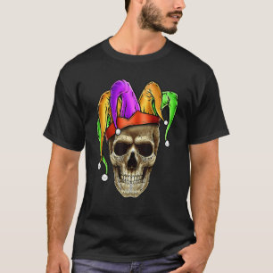 Camiseta Skull Mardi Gras Jester Carnaval de bromistas NOLA