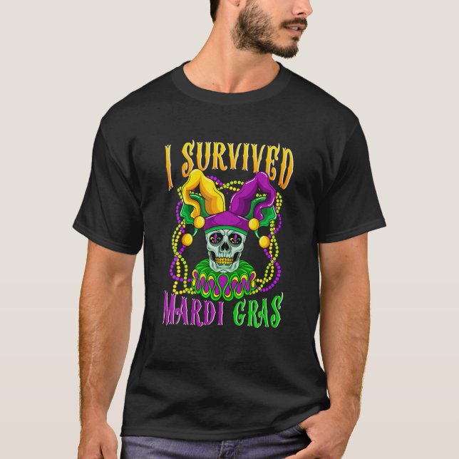 Camiseta Skull Mardi Gras Jester Gorra Skeleton I Mamáes so (Anverso)