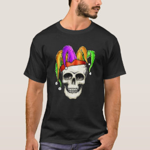 Camiseta Skull Mardi Gras Skeleton Jester Joker Carnival Me