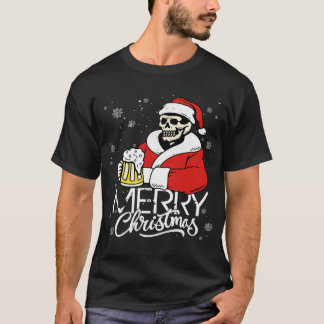 Camiseta Skull Merry Gorra del cráneo de Navidad Santa Clau