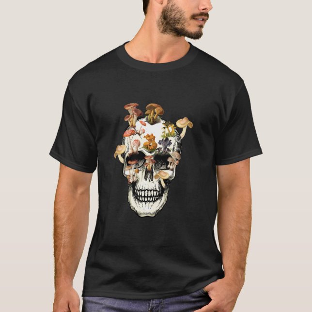 Camiseta Skull Morel Mushroom Mycology Goth Mushroom Skull (Anverso)