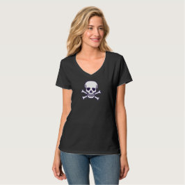 Camiseta Skull n Bones para mujeres cuello V negro