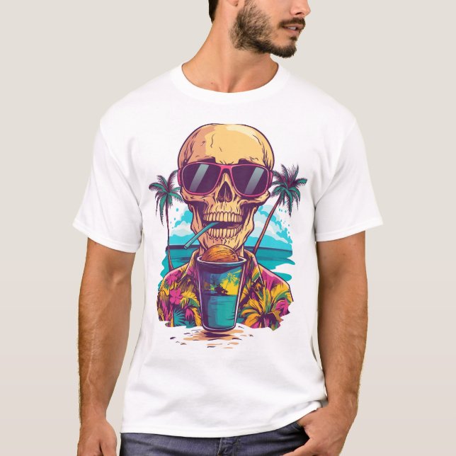 Camiseta Skull on Vacation � Chill Funny Beach Skeleton (Anverso)