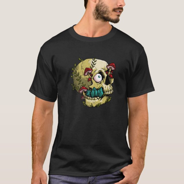 Camiseta Skull Psichedelle Psilocybin Mushrooms Skeleton Fo (Anverso)