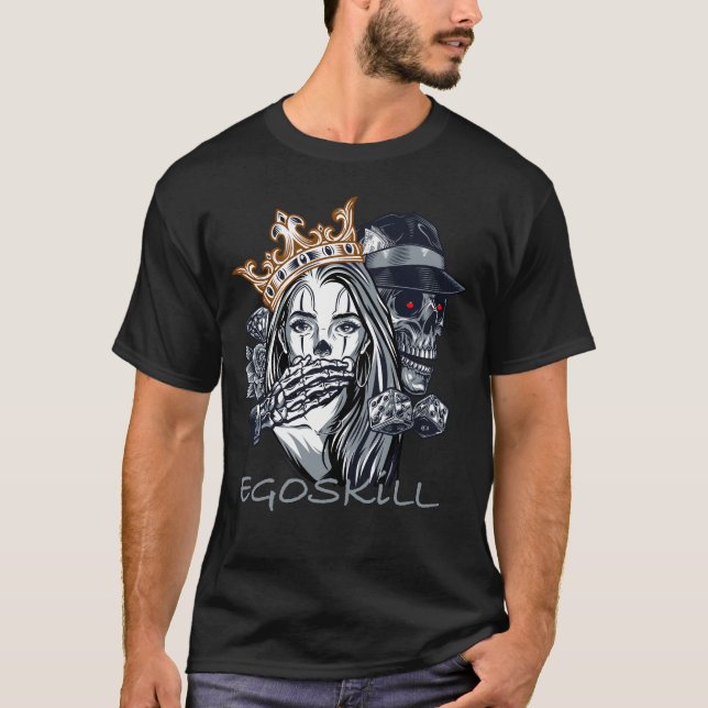 Camiseta Skull Queen & Dice – EGOSKILL Design (Anverso)