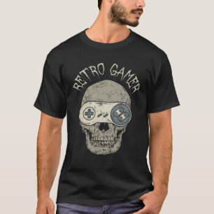 Camiseta Skull Retro Gamer de Vintage con Control de consol