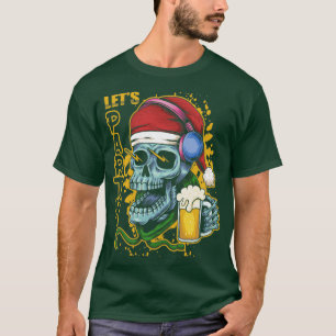 Camiseta Skull Santa Lets Beer Fiesta