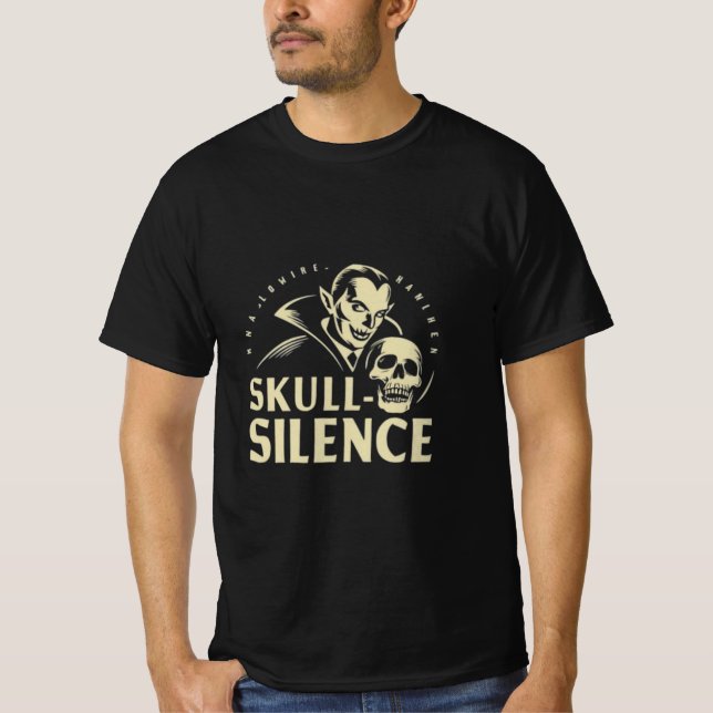 Camiseta Skull-Silence: Halloween con vampiros Minimalistas (Anverso)