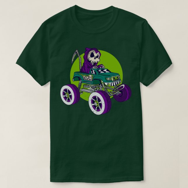 Camiseta Skull skeleton riding monster truck (Diseño del anverso)