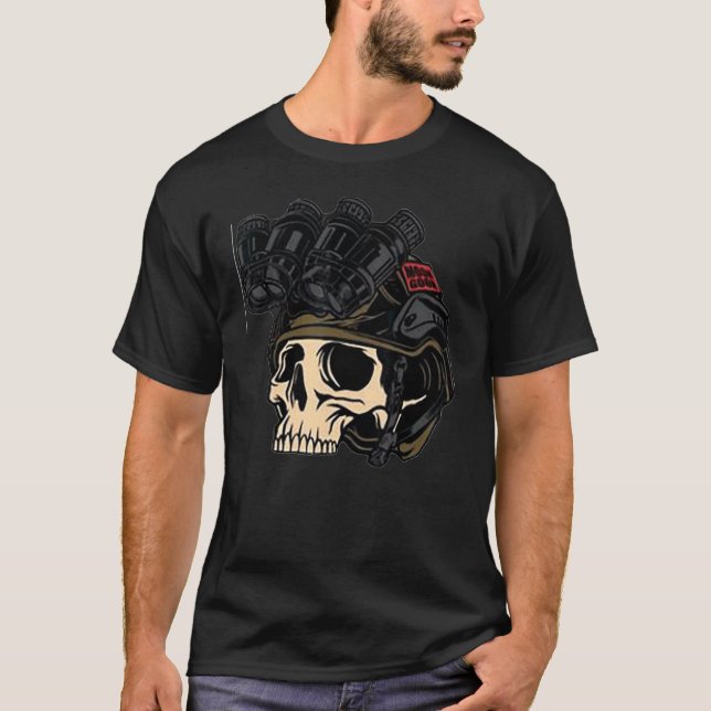 Camiseta Skull Spy Helmet To Night Vision War Army Gear For (Anverso)