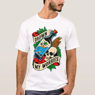 Camiseta Skull & Sunset Tatuaje Tropical   Idea de Regalo Ú
