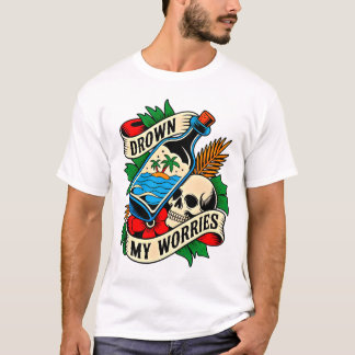 Camiseta Skull & Sunset Tatuaje Tropical | Idea de Regalo Ú