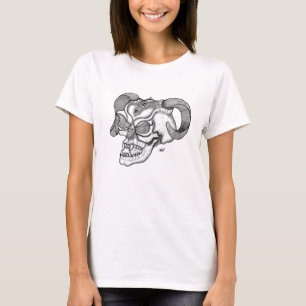 Camiseta Skull Teufelschädel schwarz weiß Zeichnung
