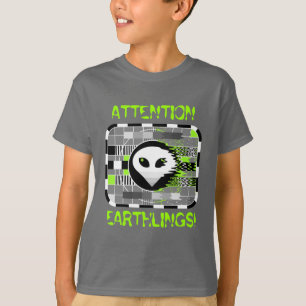Camiseta Skull TV 'ATTENTION EARTHLINGS!' es gris básico pa