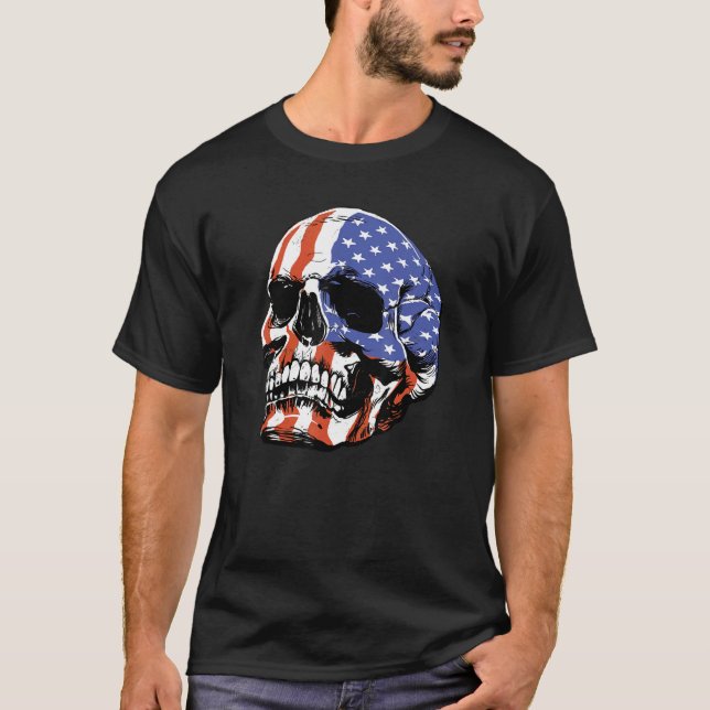 Camiseta Skull USA Flag America (Anverso)