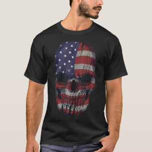 Camiseta Skull Vintage Bandera Estadounidense Hombres Patri