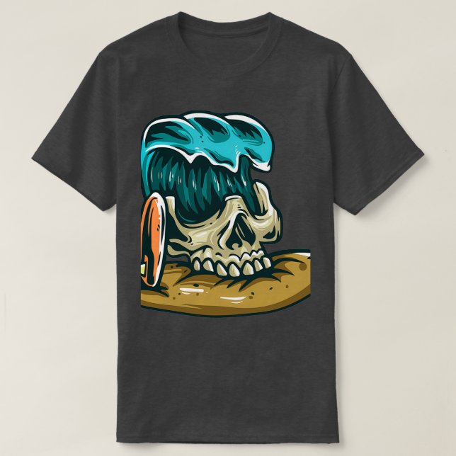 Camiseta Skull waves surf premium vector (Diseño del anverso)
