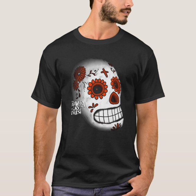 Camiseta Skull white and flowes (Anverso)